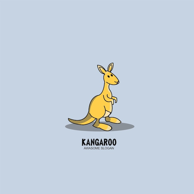 Ilustración de dibujos animados de carácter de icono de logotipo de diseño de canguro