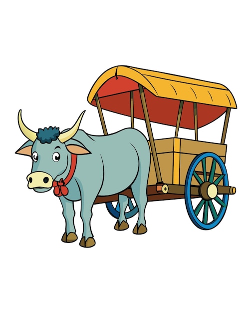 Ilustración de dibujos animados de carros de toros