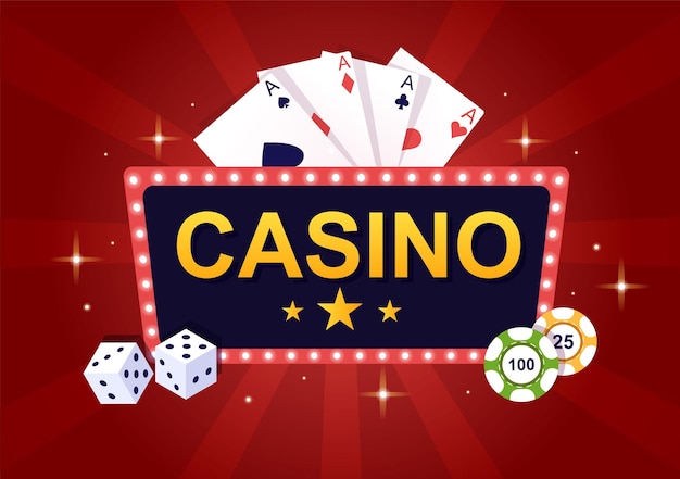 Ilustración de dibujos animados de casino con naipes para diseño de estilo de juego