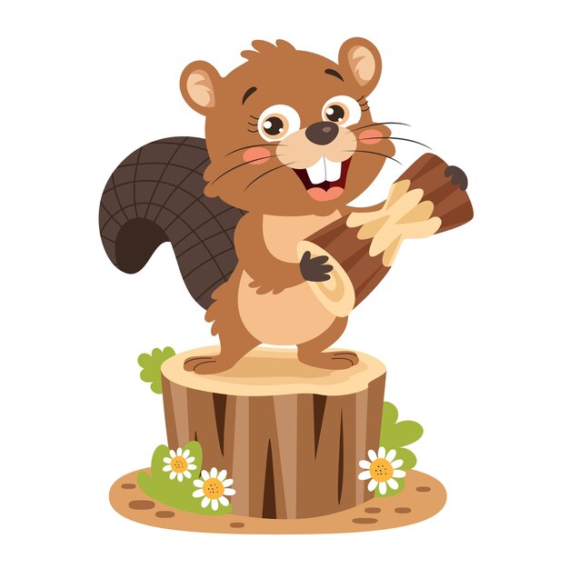 Ilustración de dibujos animados de un castor