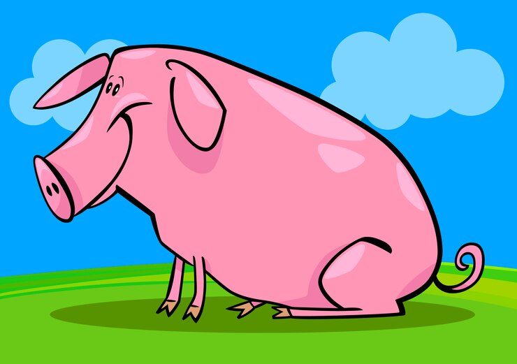 Vector ilustración de dibujos animados de cerdo de granja