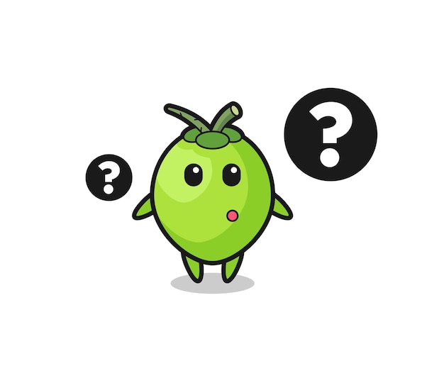Ilustración de dibujos animados de coco con el signo de interrogación