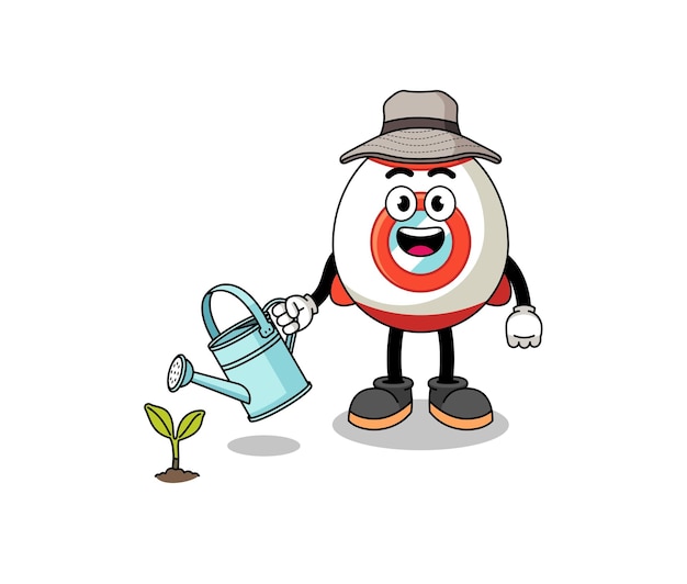 Ilustración de dibujos animados de cohetes regando la planta