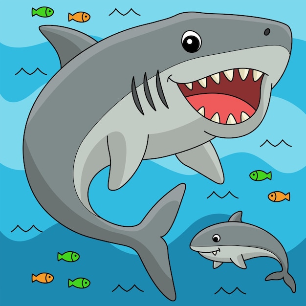 Ilustración de dibujos animados de color Animal Megalodon