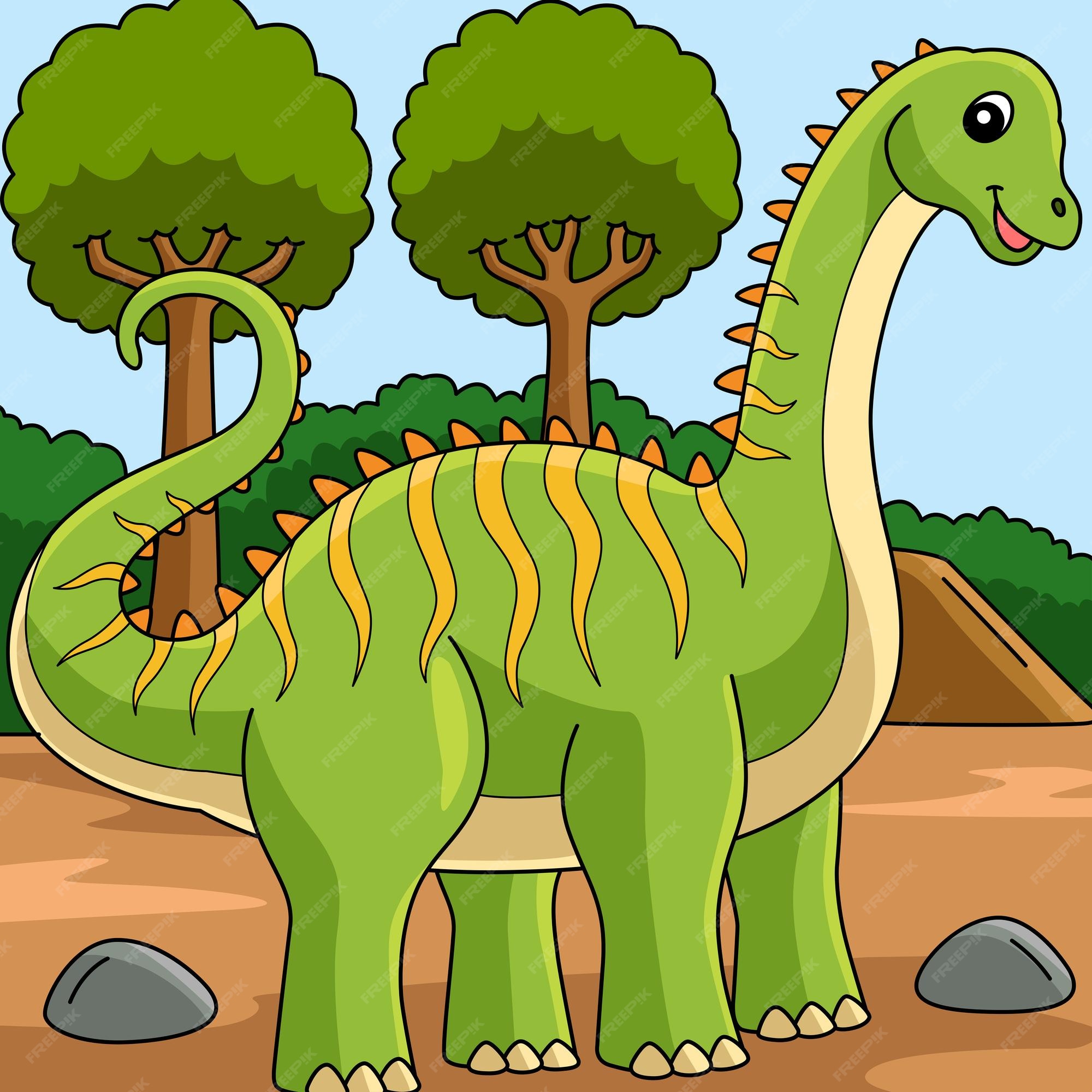 Ilustración de dibujos animados de color de dinosaurio diplodocus | Vector Premium Ilustración de dibujos animados de color de dinosaurio diplodocus | Vector Premium