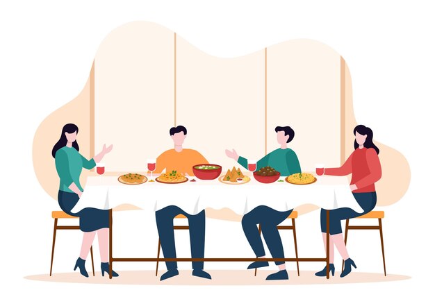 Ilustración de dibujos animados de comida india con varias colecciones en diseño de estilo plano