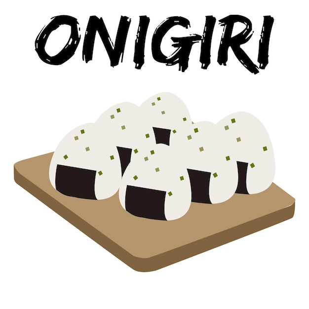 Ilustración de dibujos animados de comida japonesa Onigiri