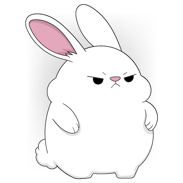 Ilustración de dibujos animados de conejo blanco enojado