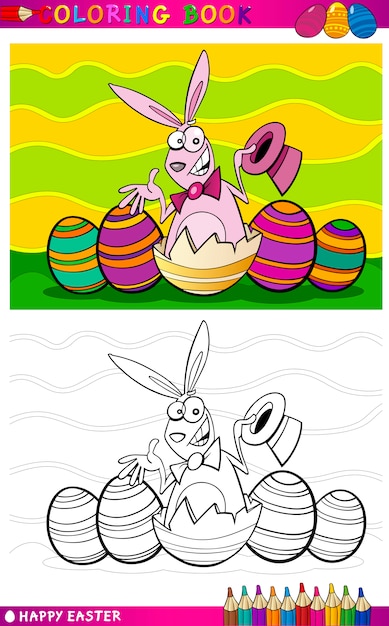 Ilustración de dibujos animados de conejo de pascua para colorear