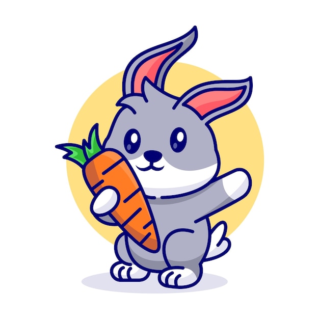 Ilustración de dibujos animados de un conejo sosteniendo un loro