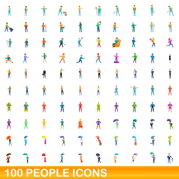 Ilustración de dibujos animados de conjunto de iconos de personas aislado en blanco