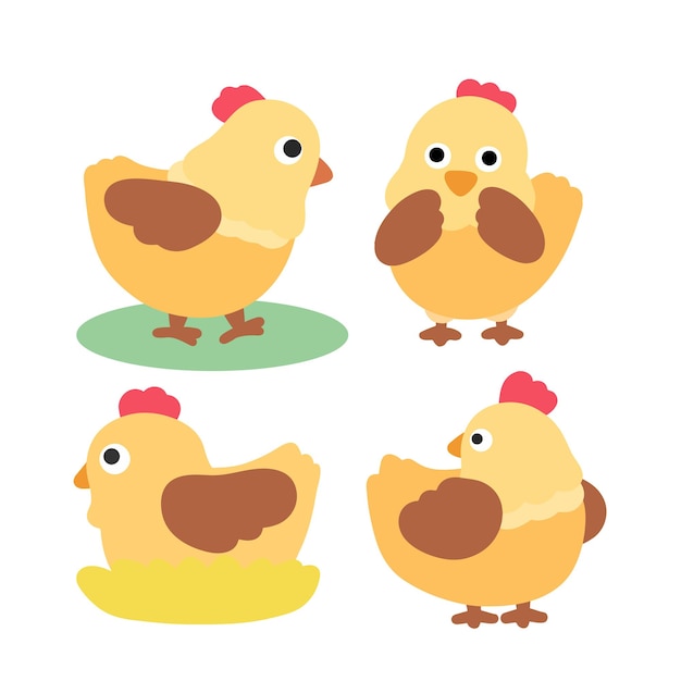 Ilustración de dibujos animados un conjunto de pollo