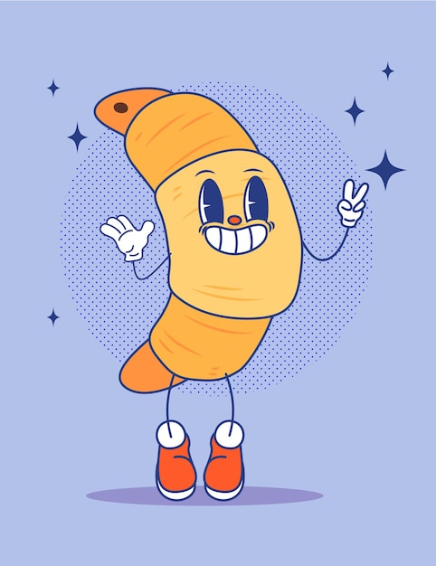 Ilustración de dibujos animados de Croissant Vector