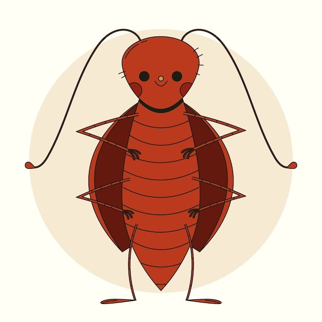 Ilustración de dibujos animados de cucarachas dibujada a mano