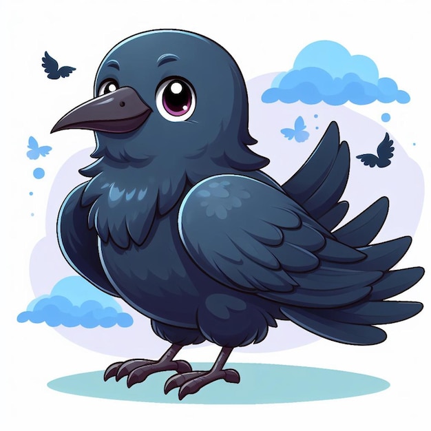 Ilustración de dibujos animados de Cute Crow Vector