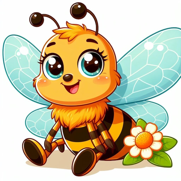 Ilustración de dibujos animados de Cute Honey Bee Vector