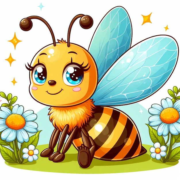 Ilustración de dibujos animados de Cute Honey Bee Vector