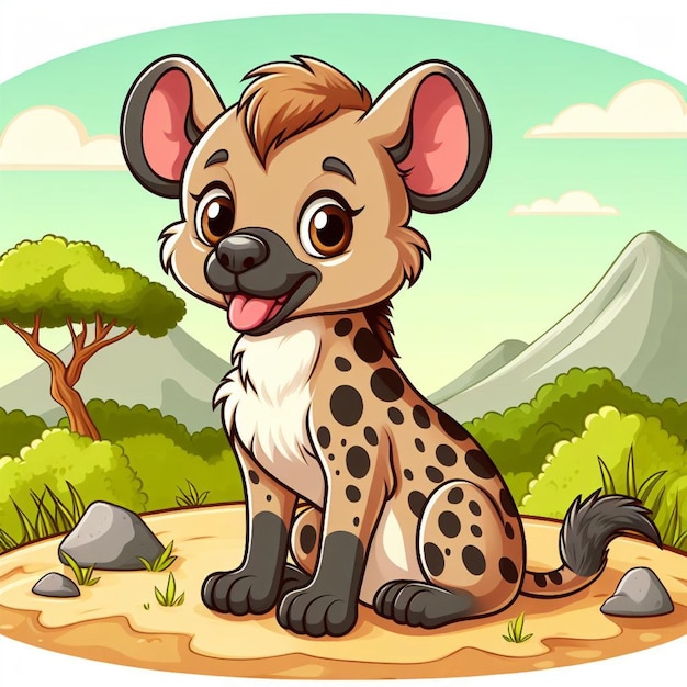 Ilustración de dibujos animados de Cute Hyena Vector