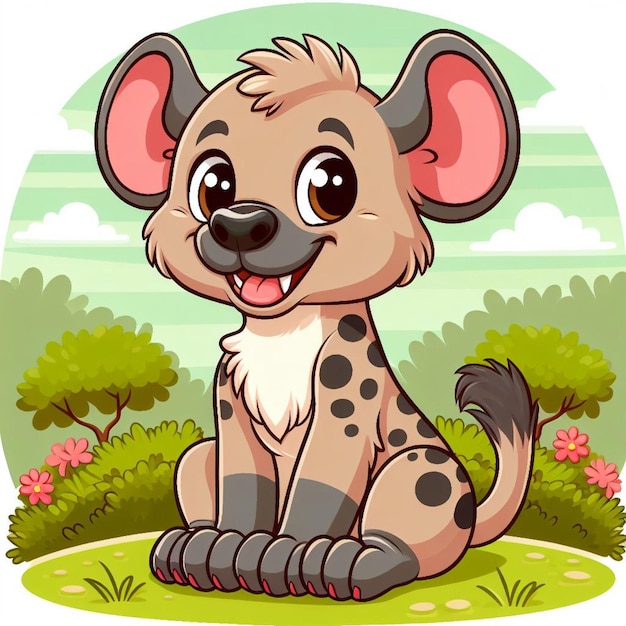 Ilustración de dibujos animados de Cute Hyena Vector