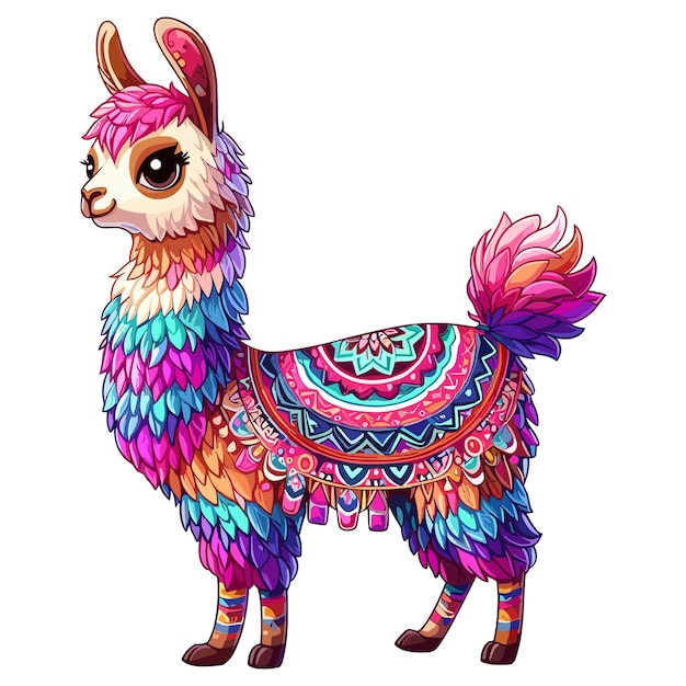 Vector ilustración de dibujos animados de cute llama vector