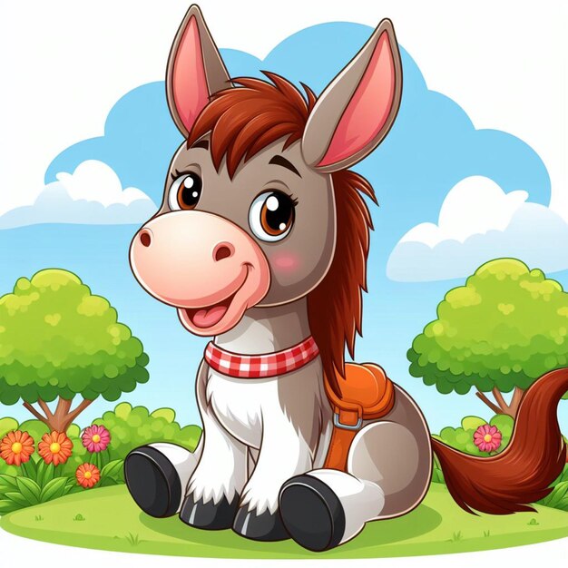 Ilustración de dibujos animados de Cute Mule Vector