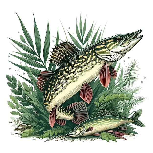 Vector ilustración de dibujos animados de cute pike fish vector