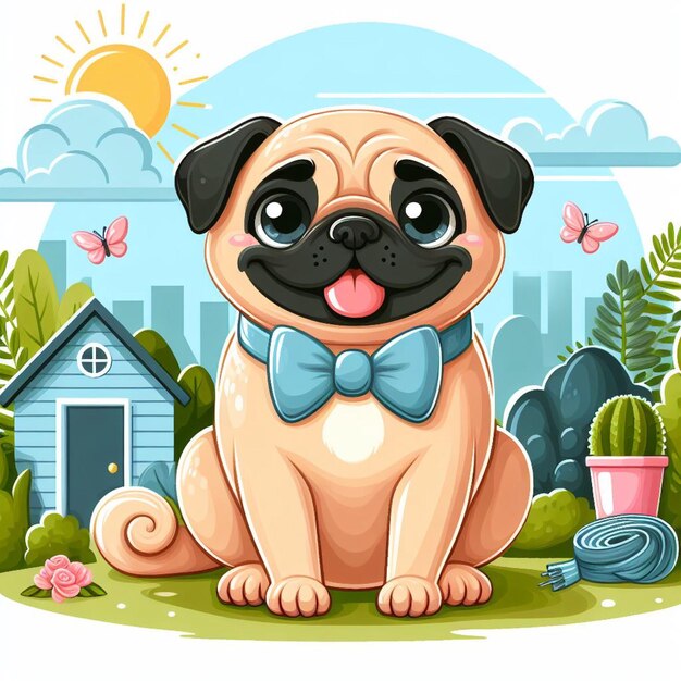 Vector ilustración de dibujos animados de cute pug dog vector