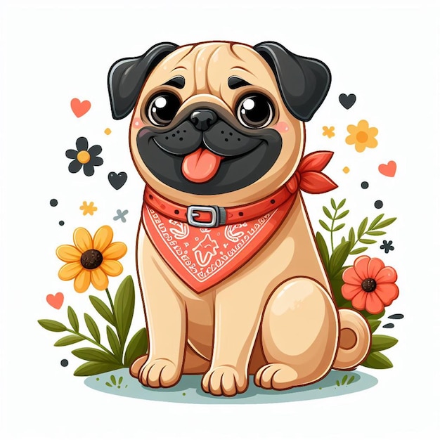 Vector ilustración de dibujos animados de cute pug dog vector
