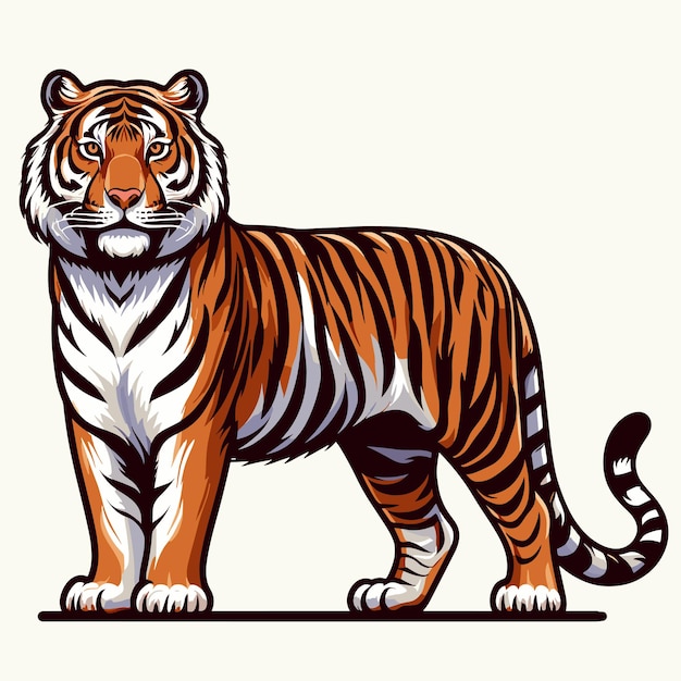 Ilustración de dibujos animados de Cute Tiger Vector