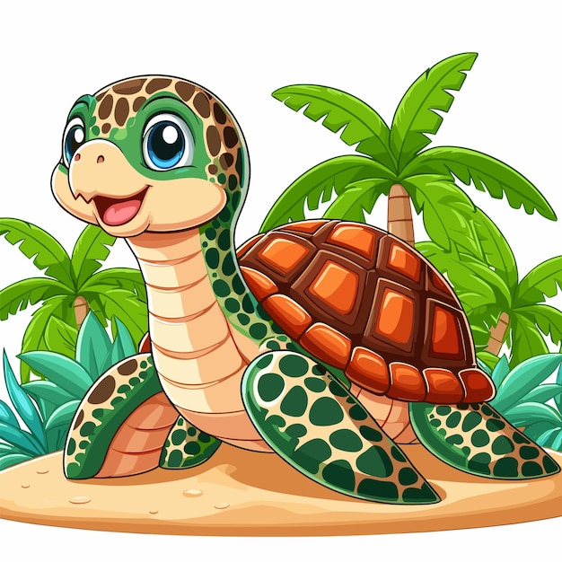 Vector ilustración de dibujos animados de cute turtle vector