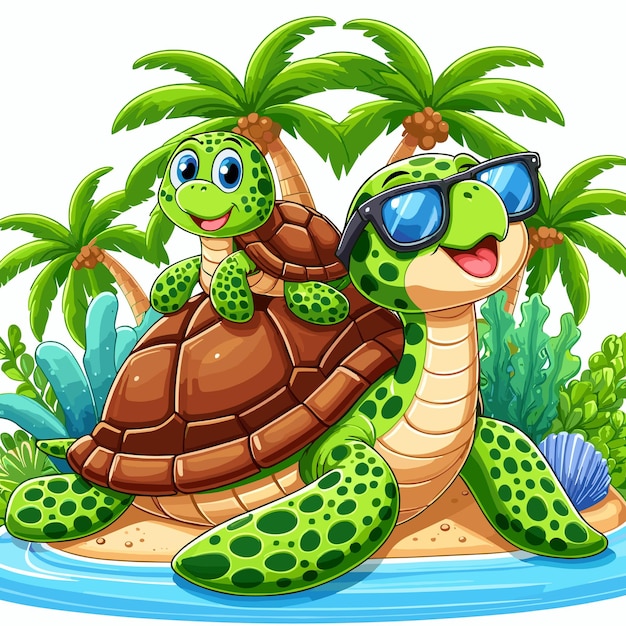 Vector ilustración de dibujos animados de cute turtle vector