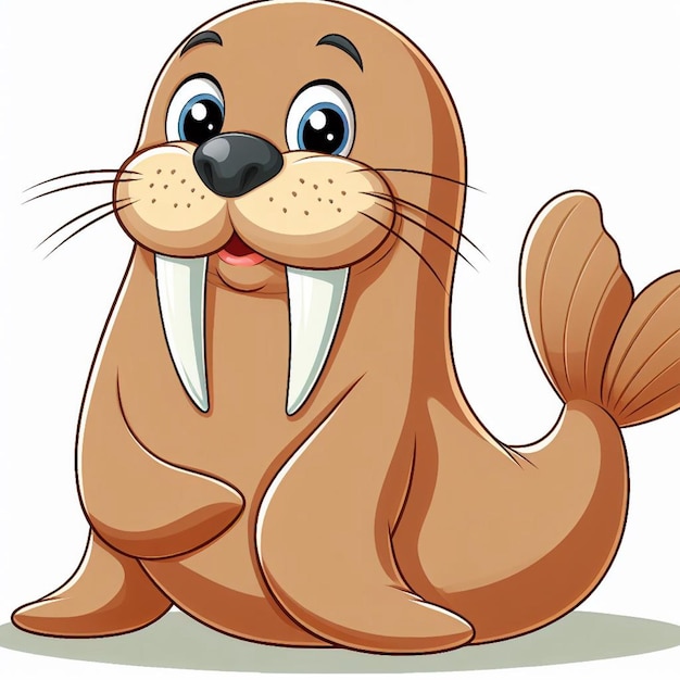 Vector ilustración de dibujos animados de cute walrus vector