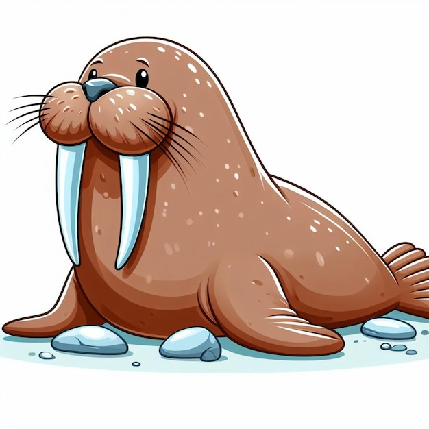 Vector ilustración de dibujos animados de cute walrus vector