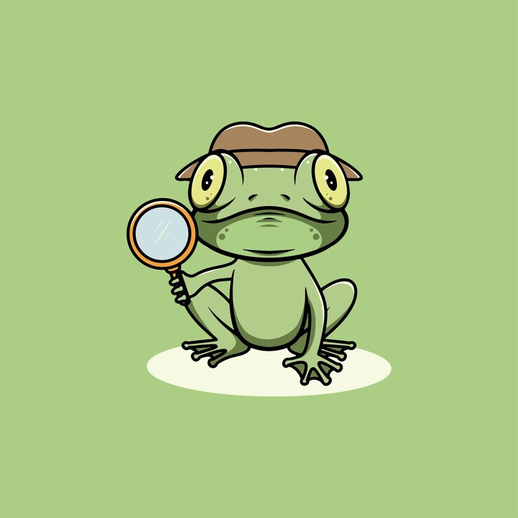 Ilustración de dibujos animados de detectives de ranas
