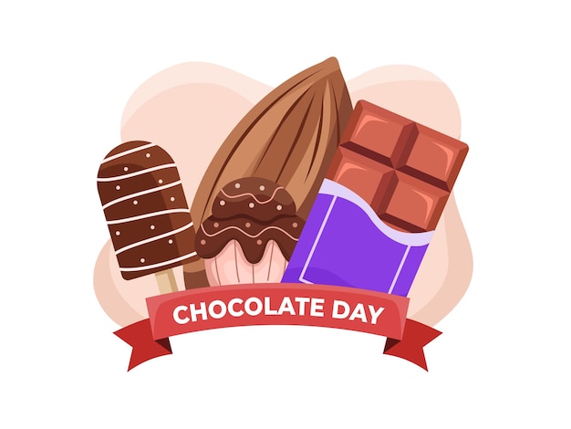 Ilustración de dibujos animados del día mundial del chocolate