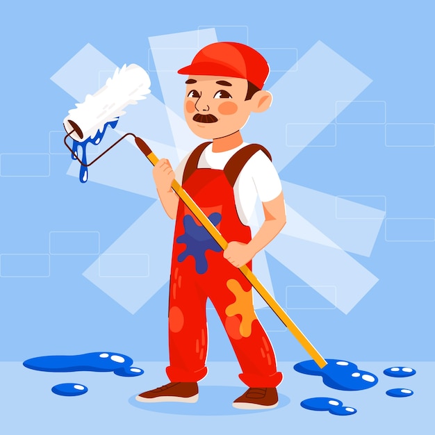 Ilustración de dibujos animados dibujada a mano por un pintor