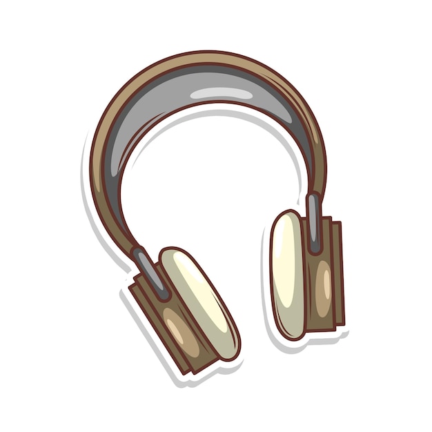 Ilustración de dibujos animados dibujados a mano de auriculares inalámbricos Adhesivo de auricular vectorial plano en c simple