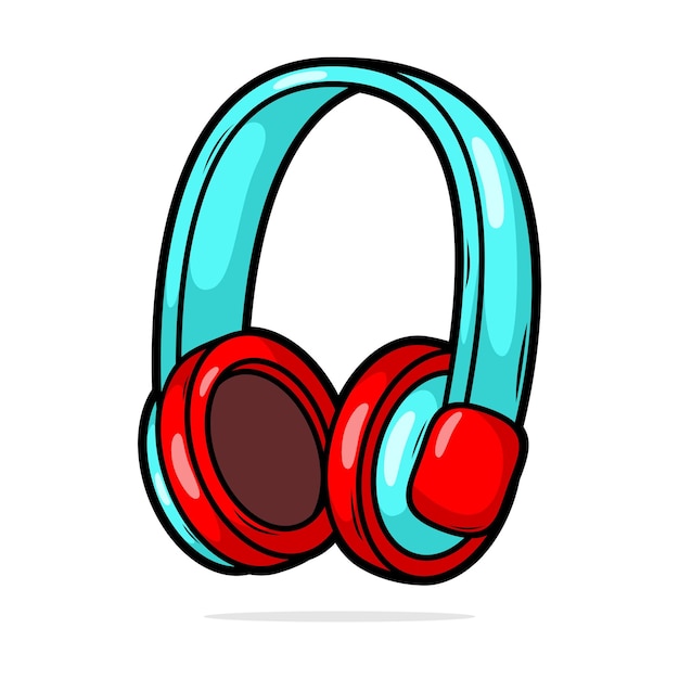 Ilustración de dibujos animados dibujados a mano de auriculares inalámbricos Adhesivo de auricular vectorial plano en c simple