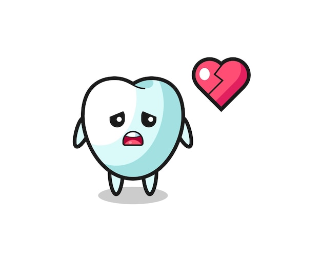 Ilustración de dibujos animados de dientes es corazón roto