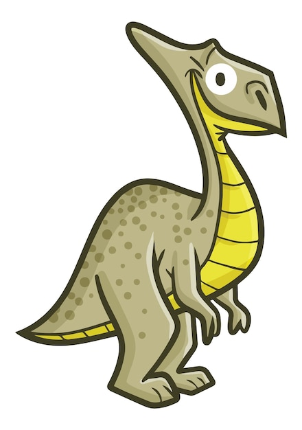 Vector ilustración de dibujos animados de dinosaurios en pie lindo y gracioso