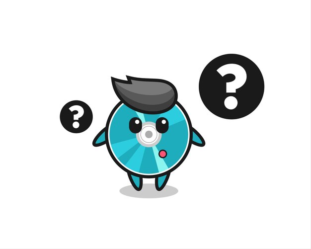 Ilustración de dibujos animados de disco óptico con el signo de interrogación