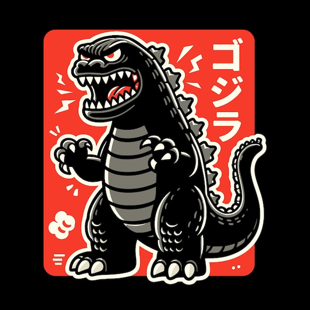 Ilustración de dibujos animados de diseño Godzilla