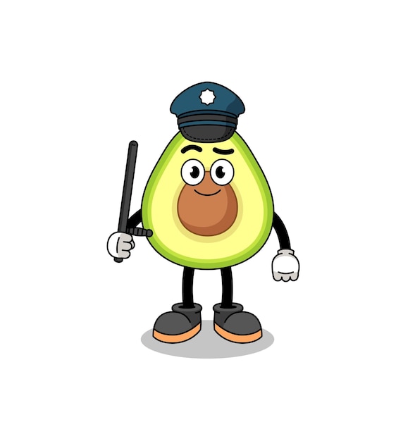 Ilustración de dibujos animados de diseño de personajes de policía de aguacate