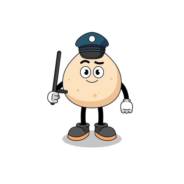 Ilustración de dibujos animados de diseño de personajes de policía de bollo de carne