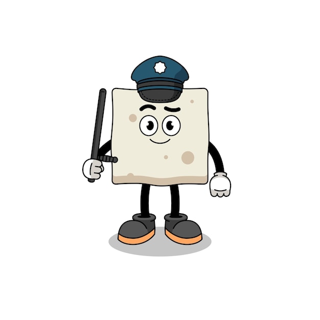 Ilustración de dibujos animados de diseño de personajes de policía de tofu