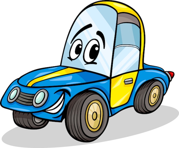 Ilustración de dibujos animados divertido coche de carreras