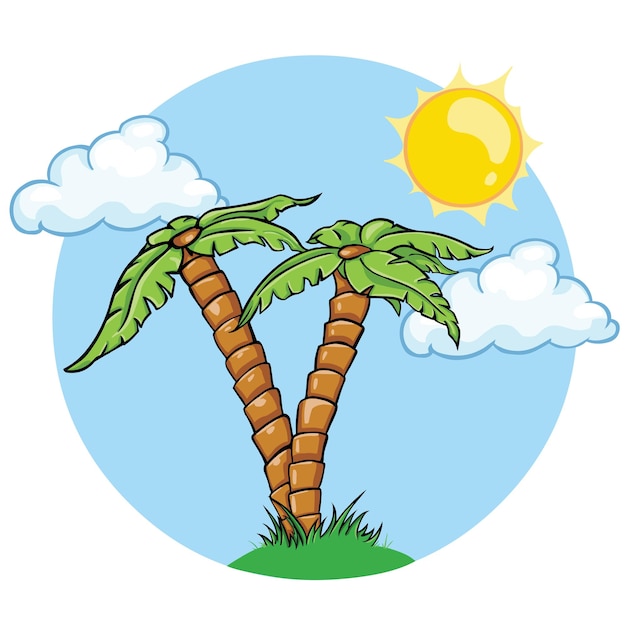 Ilustración de dibujos animados de dos palmeras de vacaciones