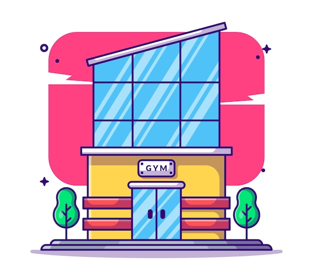 Ilustración de dibujos animados de edificio de gimnasio