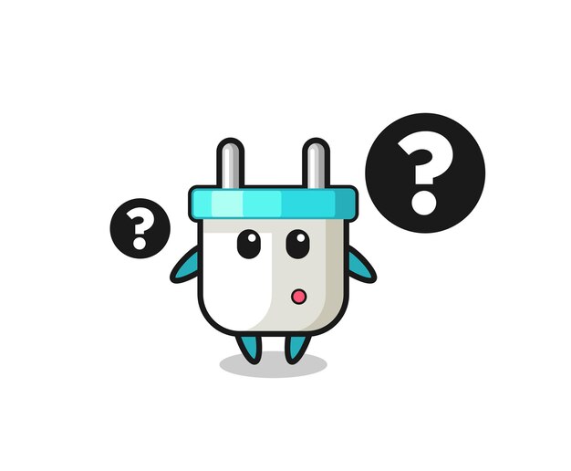 Ilustración de dibujos animados de enchufe eléctrico con el signo de interrogación