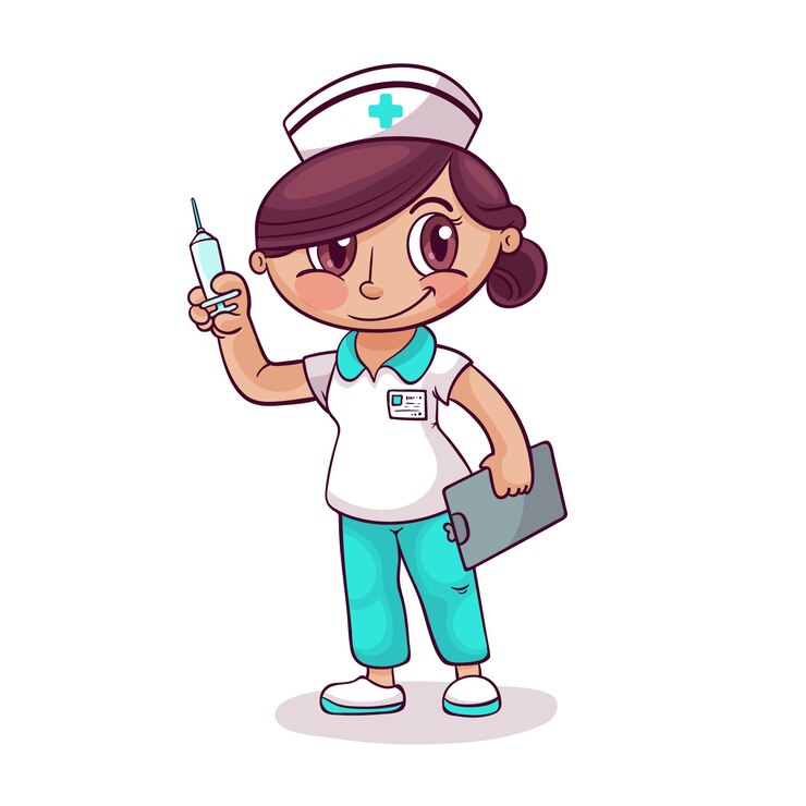 Vector ilustración de dibujos animados de enfermera dibujada a mano